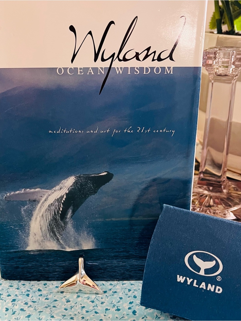 Wyland / Sterling Silver Whale Tail from Hawaii. Book included.